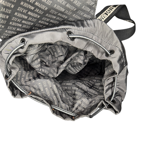 Steve Madden Black Nylon Backpack with Logo Straps - Picture 2 of 3